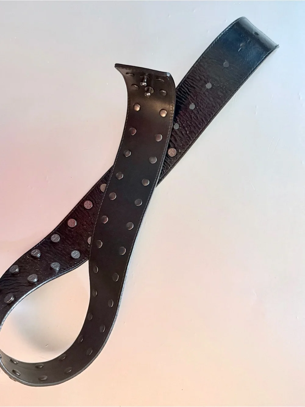 Tory Burch Black Studded Patent Leather Waist Belt